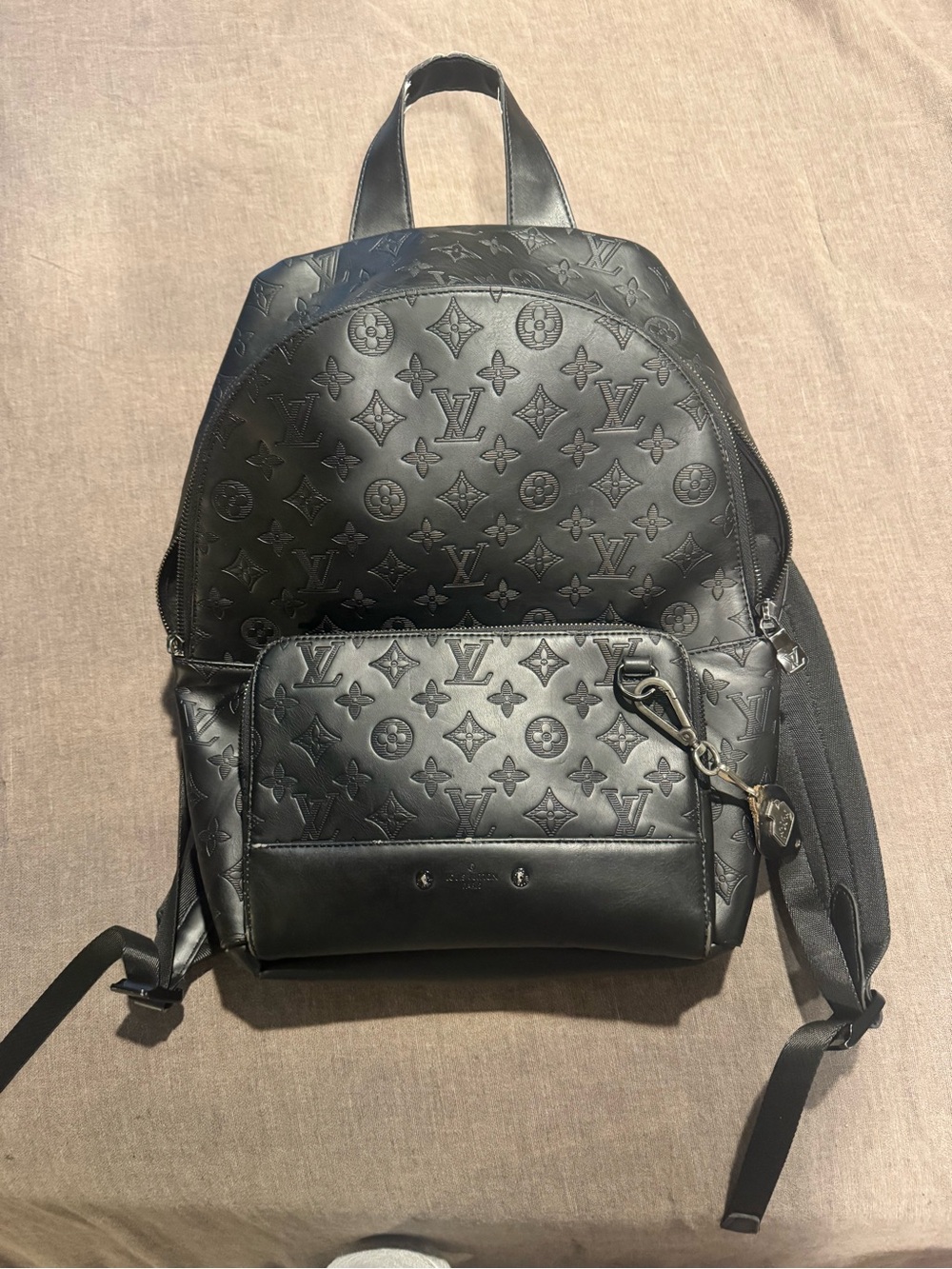 Louis Vuitton Black Embossed Monogram Backpack